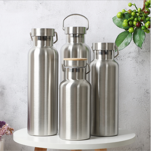 Stainless Steel Bottle - Insulated Water Container with Bamboo Lid Drinkware