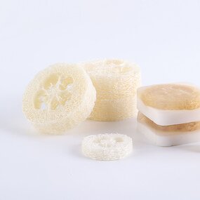 Loofah Soap Holder - Household Oval Natural Slice DIY Facial Cleaner Sponge
