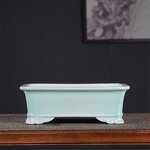 Ceramic Flower Pot - Rectangular Square Drainage Hole Home Office Desk Decor Tool