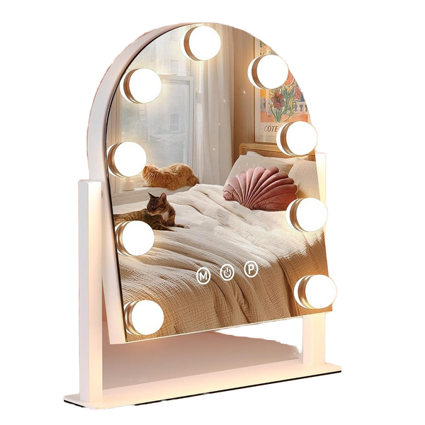 Lighted Vanity Mirror - 360° Rotation 3 Color Dimmable Metal Makeup Tool