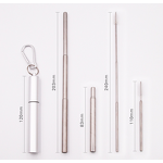 Telescopic Straw Set - Aluminum Case Stainless Steel Reusable Bar Accessory