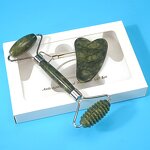Green Jade Roller Set - High Quality Guasha Skin Care Face Massage Stone Tool