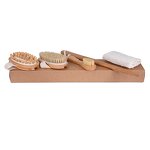 Boar Bristle Brush Set - Natural Dry Body Exfoliating Lymphatic Drainage Tool