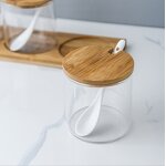 Glass Spice Jar Set - Modern Style with Bamboo Tray Kitchen Storage Tool