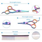 Dog Grooming Scissors - Best Quality 3 Curved Pet Set with Comb Grooming Tool