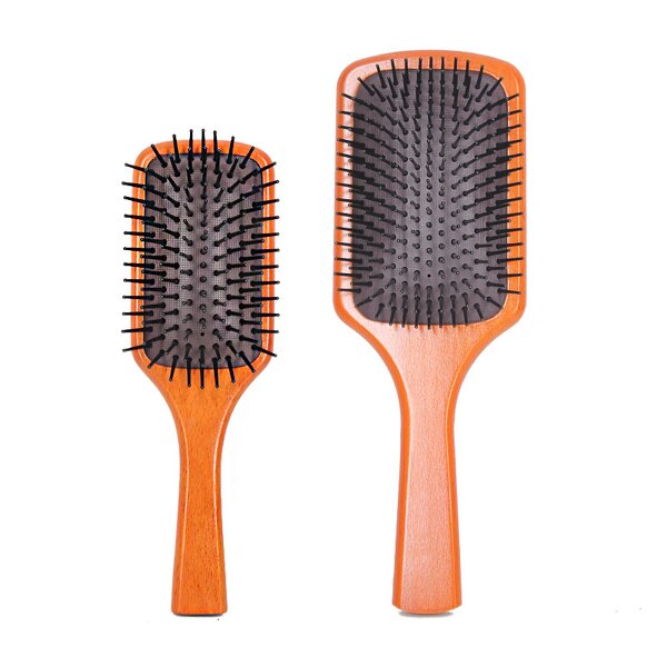 Wooden Paddle Hair Brush - Sustainable Nylon Bristle Detangling Scalp Massage Tool
