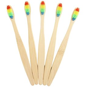 Bamboo Toothbrush - 100% Biodegradable Rainbow Eco-Friendly Dental Tool