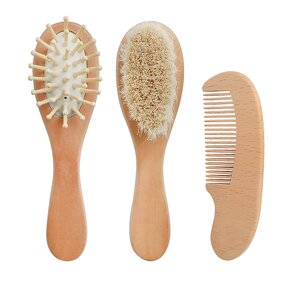 Baby Hair Brush Set - Sustainable Wood Comb Grooming Newborn Care Tool