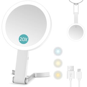 Magnifying Makeup Mirror - 20X/1X Double Sided Folding Handle Blackhead Tool