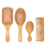 Bamboo Hair Brush Set - Women Mini Paddle Detangling Sustainable Beauty Tool