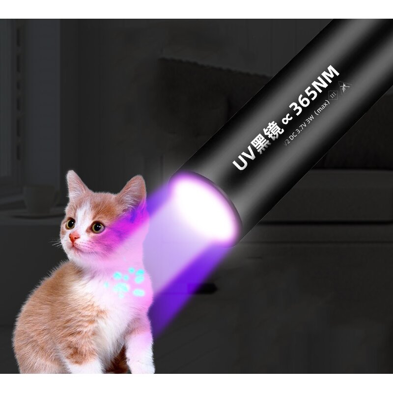 365nm Mini UV Flashlight - Rechargeable Ultraviolet Pet Vegetable Detection Tool