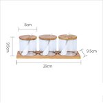 Glass Spice Jar Set - Modern Style with Bamboo Tray Kitchen Storage Tool