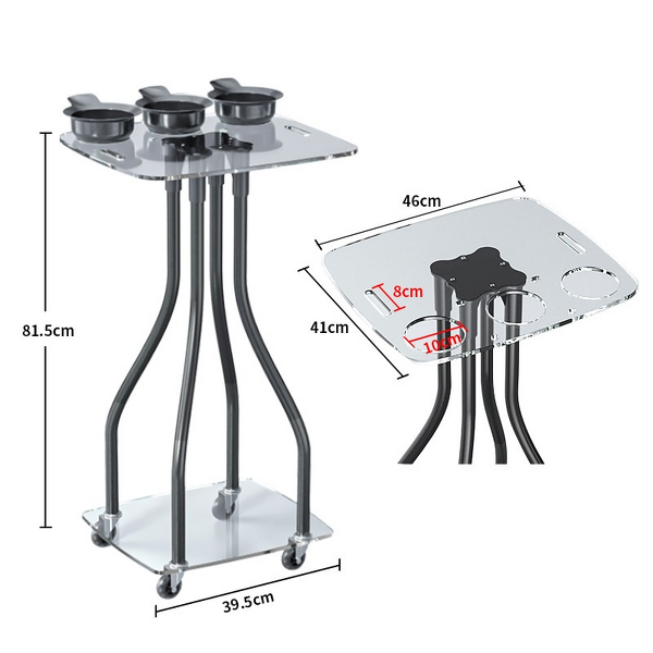 Acrylic Salon Cart - Single-Tier Dye Bowl Tray Sustainable Beauty Trolley