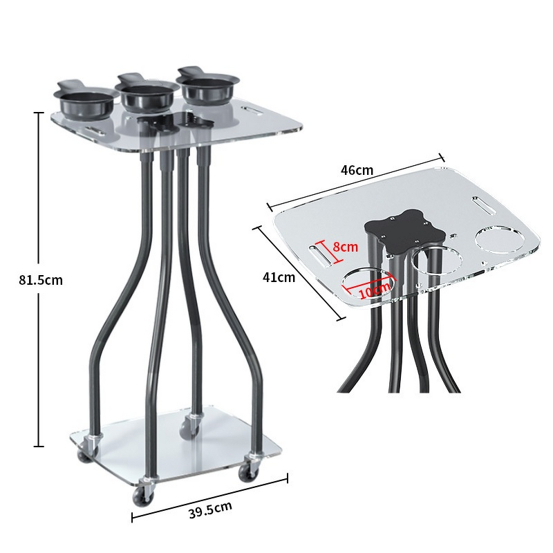 Acrylic Salon Cart - Single-Tier Dye Bowl Tray Sustainable Beauty Trolley
