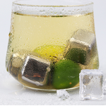 Whiskey Stones Set - Stainless Steel Ice Cubes Tongs Freezer Tray Bar Tool