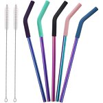 Stainless Steel Straw - BPA-Free Reusable Silicone Tip Cleaning Brush Tool