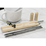 Gold Metal Straw - Wholesale Reusable Wood Case Drinking Bar Accessory Logo