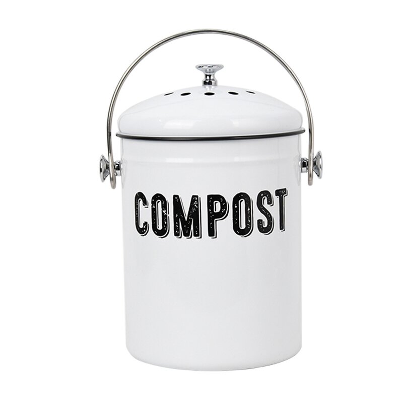 Stainless Steel Compost Bin - Eco-Friendly Kitchen Countertop Recycling Pail Tool