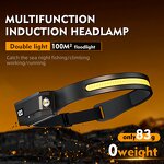 COB LED Headlamp - Rechargeable Wide Beam Waterproof 300Lm Camping Hiking Tool