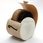 Bamboo Shaving Brush - Compact Round Boar Bristle Laser Type Men Tool Set