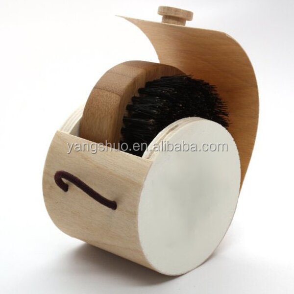 Bamboo Shaving Brush - Compact Round Boar Bristle Laser Type Men Tool Set
