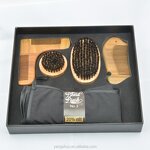 Beard Grooming Kit - Black Private Logo Bamboo Boar Bristle Men Tool Set