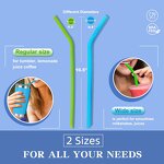 Silicone Straw - Reusable 2 Size Flexible Smoothie Tumbler BPA-Free Tool
