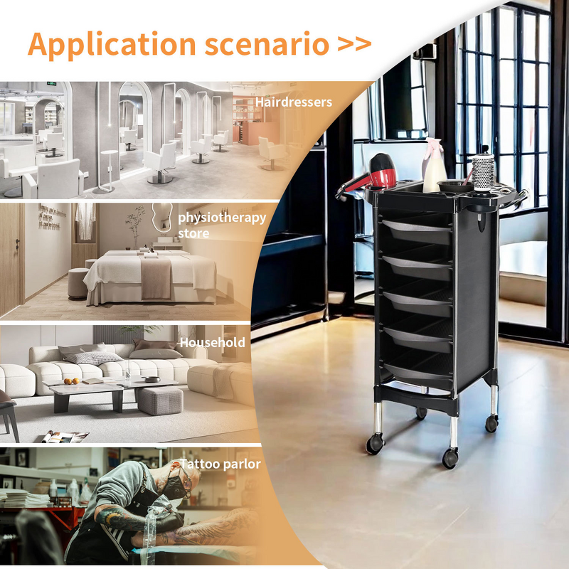 5-Layer Salon Cart - Plastic Drawer Storage Dyeing Beauty Tool Trolley