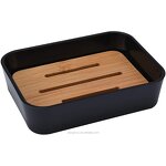 Bathroom Accessory Set - 6-Piece Plastic Wooden Hotel Home Storage Tool