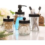 Glass Bathroom Set - 4-Piece Eco-Friendly Soap Dispenser Jar Home Decor Tool