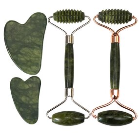 Green Jade Roller Set - High Quality Guasha Skin Care Face Massage Stone Tool