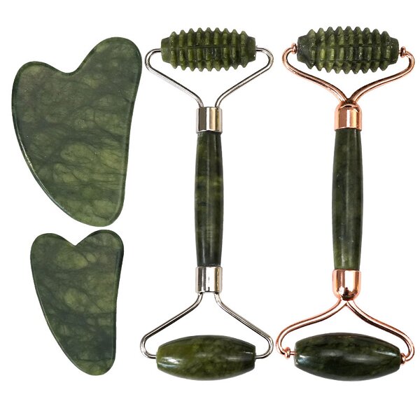Green Jade Roller Set - High Quality Guasha Skin Care Face Massage Stone Tool