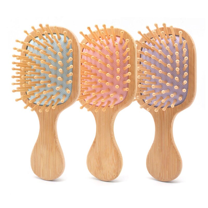 Bamboo Scalp Comb - Mini Square Massage Anti Static Hair Grooming Tool
