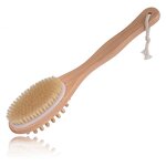 Boar Bristle Bath Brush - Custom Long Handle Two Sided Hardwood Body Tool