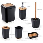 Bathroom Accessory Set - 6-Piece Plastic Wooden Hotel Home Storage Tool