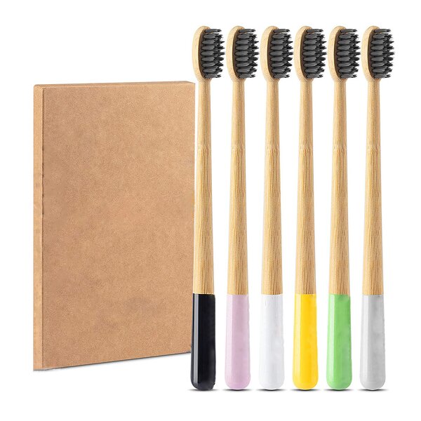 Charcoal Bamboo Toothbrush - BPA-Free Sustainable Home Travel Dental Tool