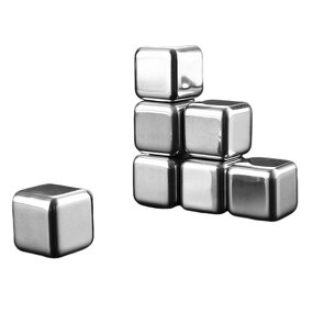 Whiskey Stones Set - Stainless Steel Ice Cubes Tongs Freezer Tray Bar Tool