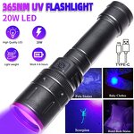 365nm UV Flashlight - High Power USB Rechargeable Black Light Ultraviolet Tool
