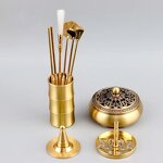 Brass Incense Mold Kit - Aromatherapy Cone Making Spoon Brush Diffuser Tool