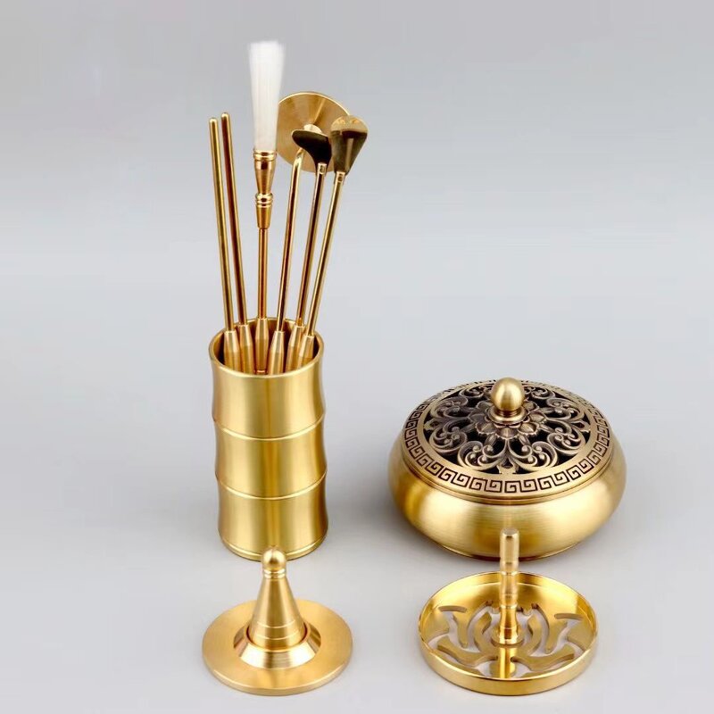Brass Incense Mold Kit - Aromatherapy Cone Making Spoon Brush Diffuser Tool