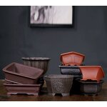 Yixing Purple Clay Pot - Rectangular Breathable Bonsai Flower Planter Tool