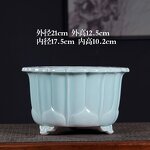 Ceramic Flower Pot - Rectangular Square Drainage Hole Home Office Desk Decor Tool