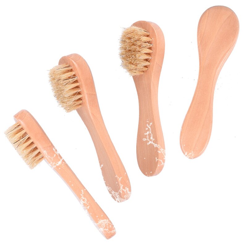 Bath Brush Set - Dry Body Face Boar Bristle Shower Exfoliating Tool
