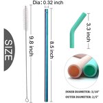 Stainless Steel Straw - BPA-Free Reusable Silicone Tip Cleaning Brush Tool