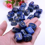 Crystal Rune Stone Set Manufacturer - Lazurite Natural Wicca Energy Reiki Polished Engraved