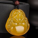 Jade Buddha Pendant Manufacturer - Natural Stone Topaz Ethnic Style Big Belly Maitreya Birthday Gift