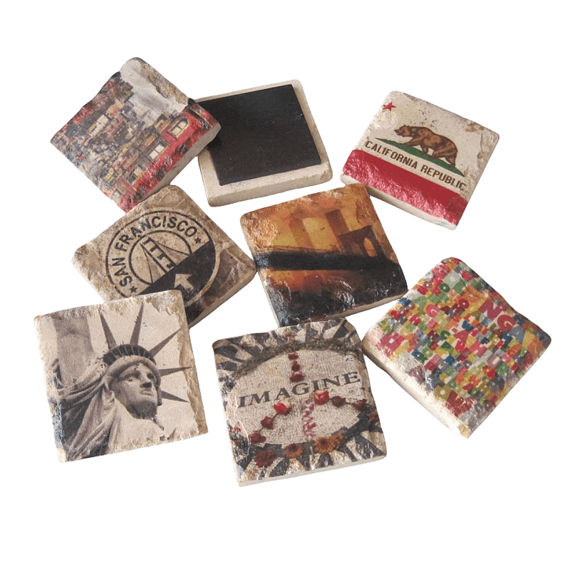 Fridge Magnet Manufacturer - Square Shape Stone Leave Message Clasp Decorative Refrigerator