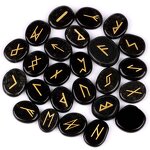Rune Stones Manufacturer - 25pcs Per Bag Polished Engraved Black Obsidian Natural Gemstone
