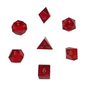 Gemstone Dice Manufacturer - 7 Pcs Red Crystal Custom 8 Side with Cuspate Edge