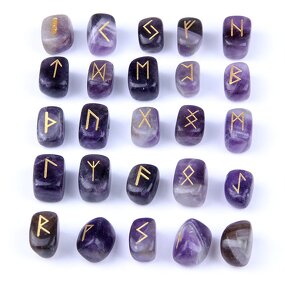 Crystal Runes Set Manufacturer - Natural Amethyst for Meditation Divination Healing Witches Rose Quartz